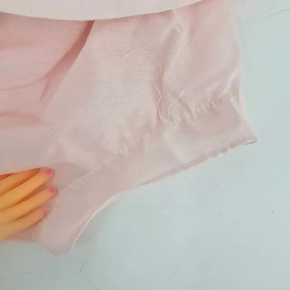 Vintage 70's Pastel Pink Lace Ruffle Frilly Smocked Dress Baby Girl 18 mo 4035